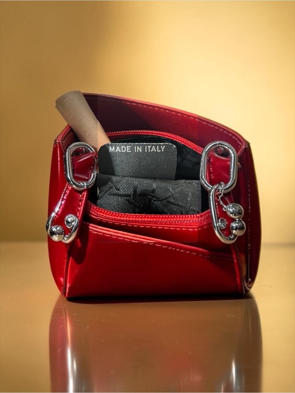 Christian Dior Red Polished Leather w Strap. Lady Dior. Dustbag - Picture 4 of 14